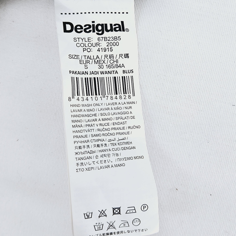 Desigual Mika Sleeveless Tunic Top Black Ivory Graphic Print High Low S - Picture 9 of 10